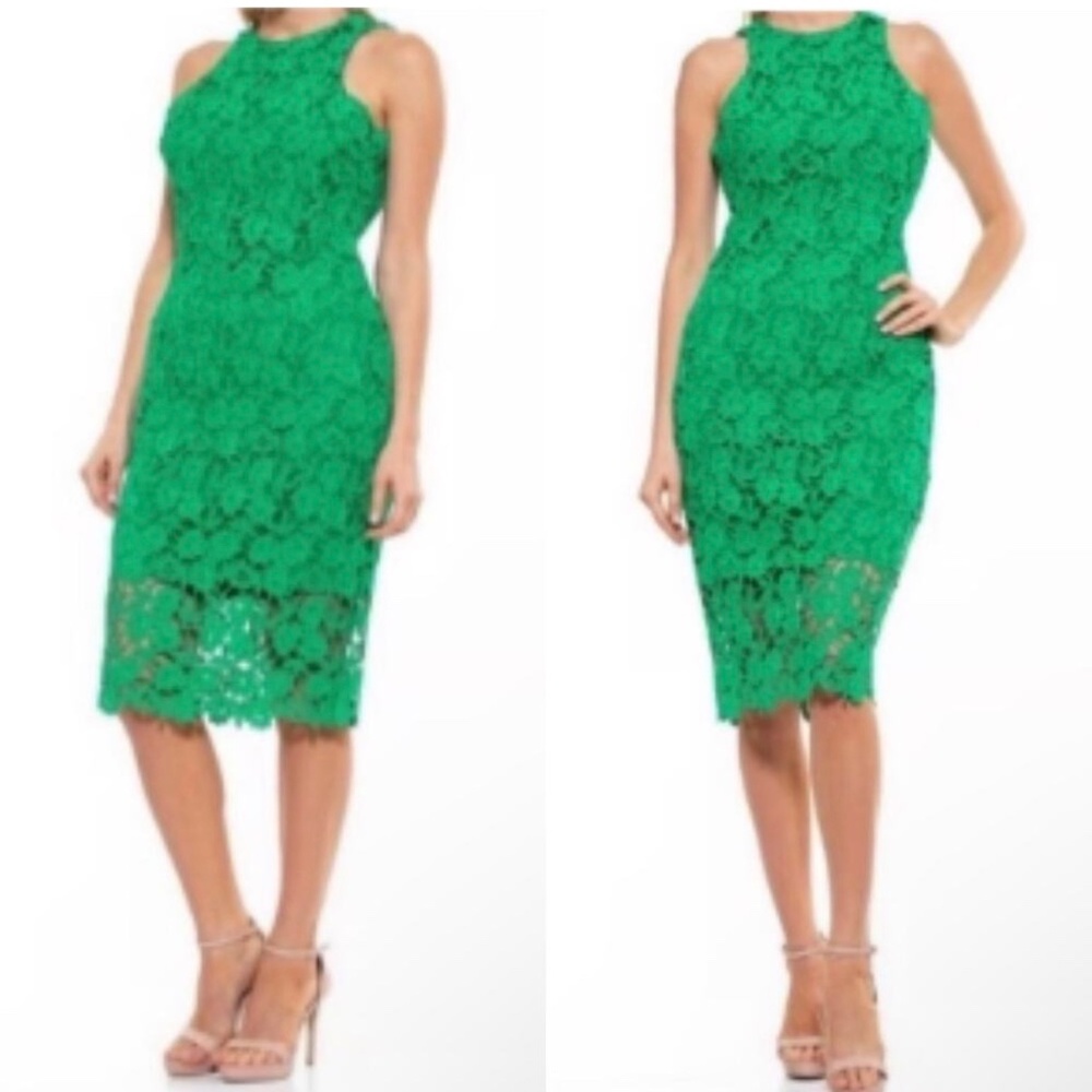 Alexia Admor Raquel Floral Crochet Lace Midi Dress Size L